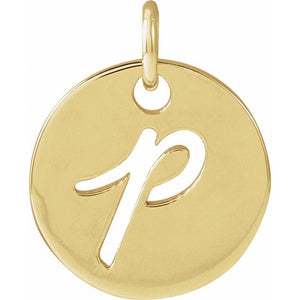 14K Gold Script Initial Pendant