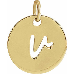 14K Gold Script Initial Pendant