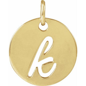 14K Gold Script Initial Pendant