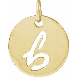 Script Initial Pendant Crafted in 14K Gold & Platinum