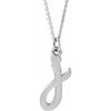 14K White Gold 12.45x6.75 mm Petite Initial B Necklace