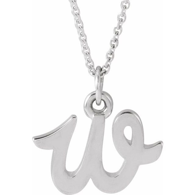 14K White Gold 12.45x6.75 mm Petite Initial B Necklace