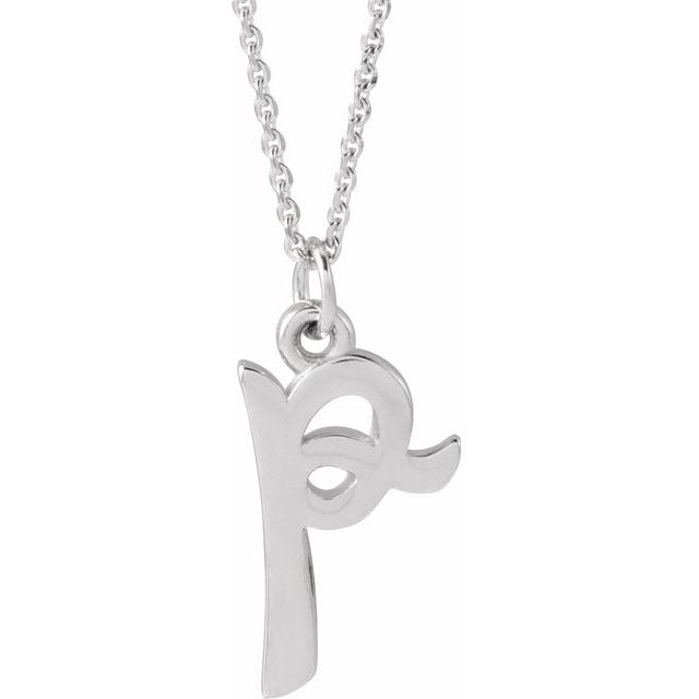 14K White Gold 12.45x6.75 mm Petite Initial B Necklace