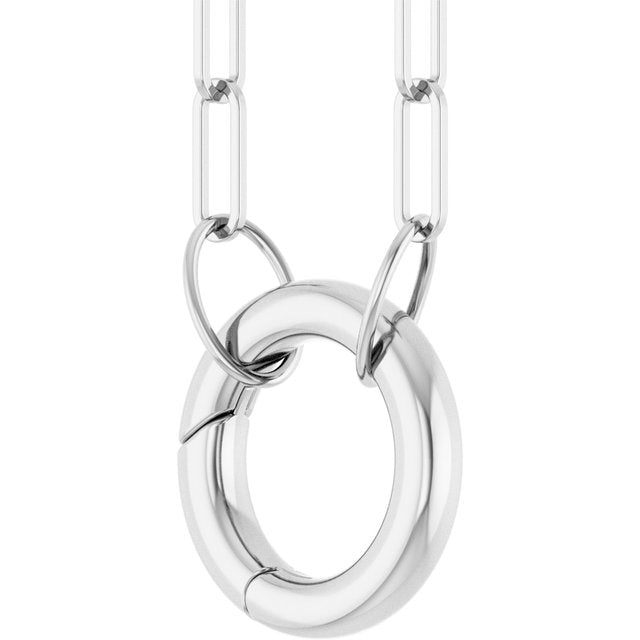 14K White Gold 16" Circle Charm Necklace - Elegant Design