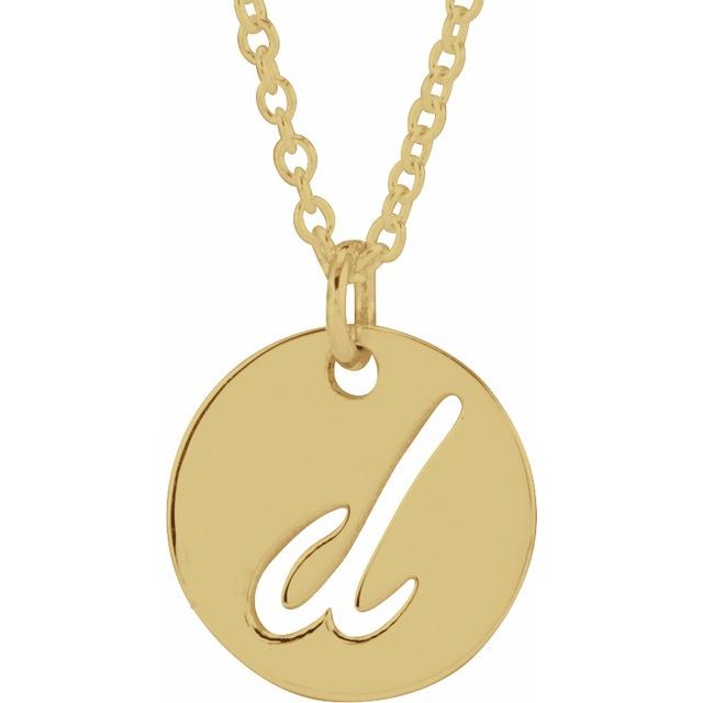 Platinum Script Initial D 16-18" Necklace