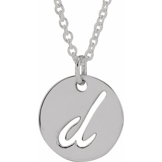 Platinum Script Initial D 16-18" Necklace