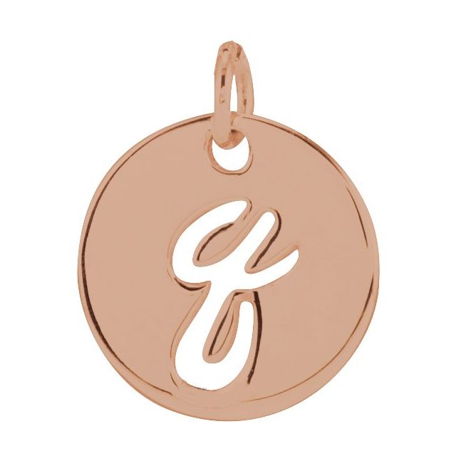 14K Rose Gold Script Initial F Necklace