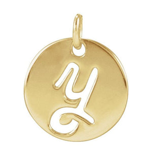 14K Gold Script Initial Pendant