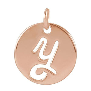14K Gold Script Initial Pendant