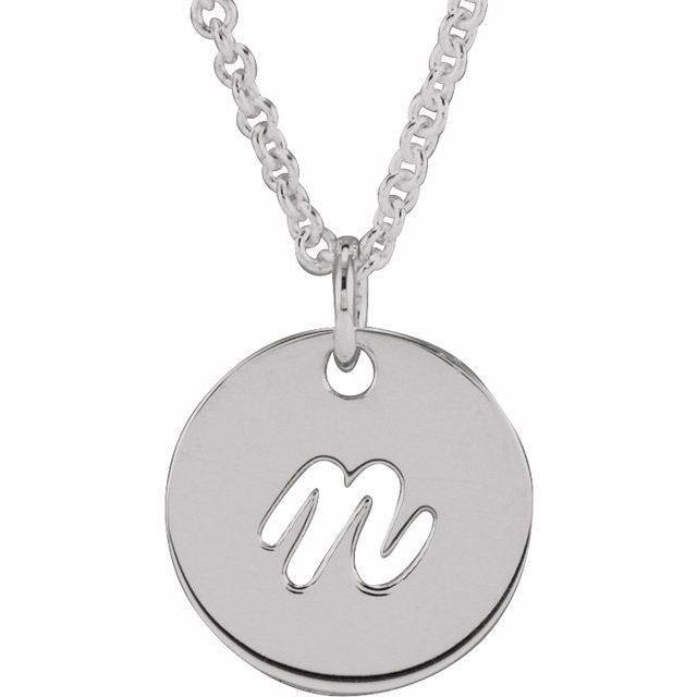 Platinum Script Initial D 16-18" Necklace