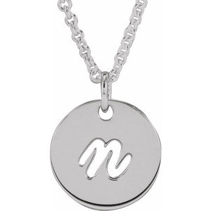 Platinum Script Initial D 9.97x9.97 mm Necklace – Elegant Personalized Design