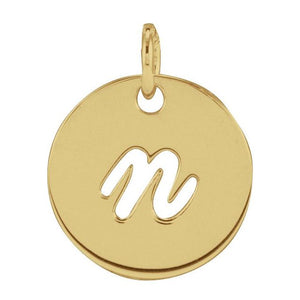 14K Gold Script Initial Pendant
