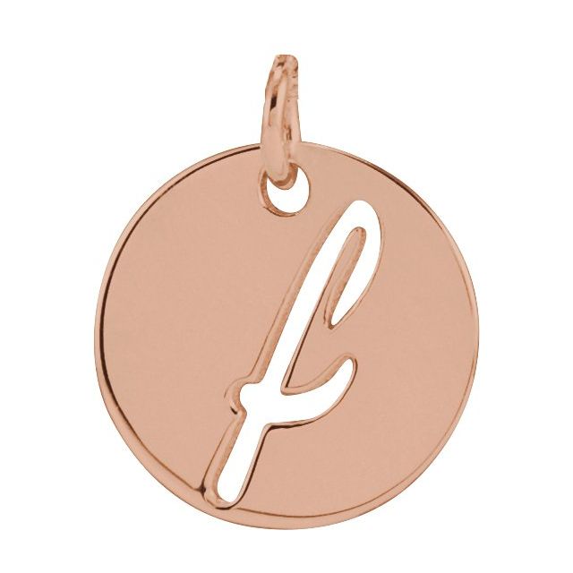 14K Rose Gold Script Initial F Necklace