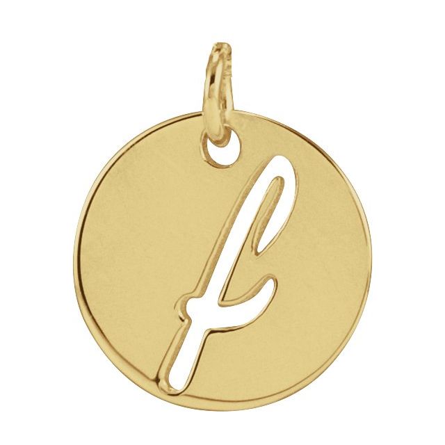 14K Gold Script Initial Pendant