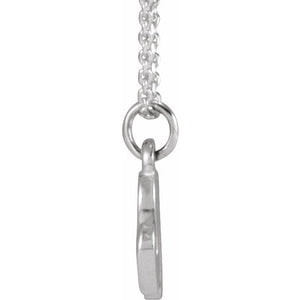 14K White Gold 12.45x6.75 mm Petite Initial B Necklace