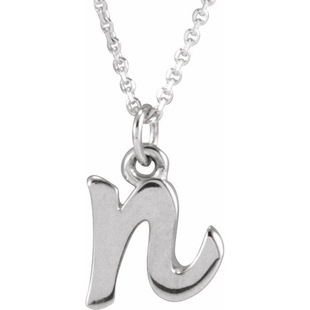 14K White Gold 12.45x6.75 mm Petite Initial B Necklace