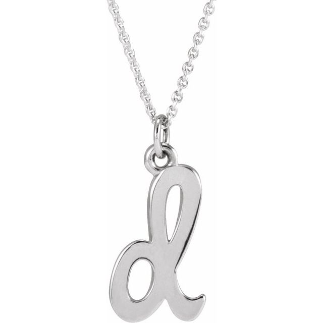 14K White Gold 12.45x6.75 mm Petite Initial B Necklace