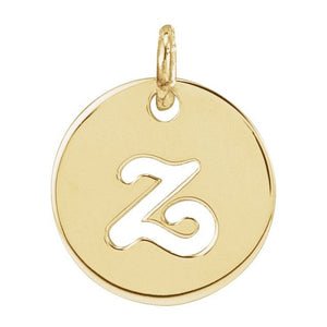 14K Gold Script Initial Pendant