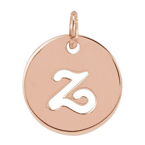 14K Gold Script Initial Pendant