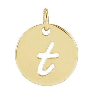 14K Gold Script Initial Pendant