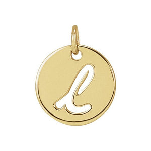 14K Gold Script Initial Pendant