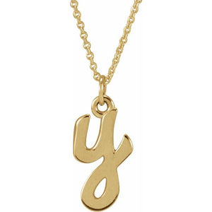 14K White Gold 12.45x6.75 mm Petite Initial B Necklace