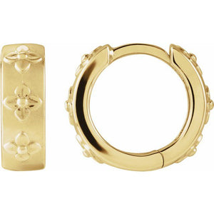 14K Gold Fancy Hoop Earrings