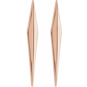 14K White Gold Geometric Drop Earrings with Polished Finish