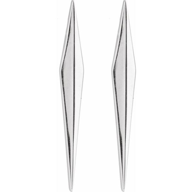 14K White Gold Geometric Drop Earrings with Polished Finish