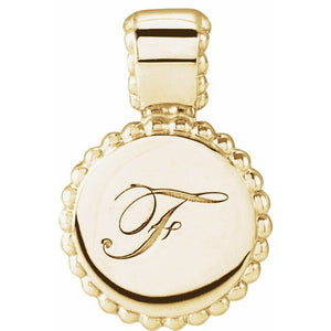 Personalized Platinum Beaded Disc Pendant - Engravable Elegance