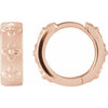 Rose Gold Floral Design 13.2 mm Hinged Hoop Earrings