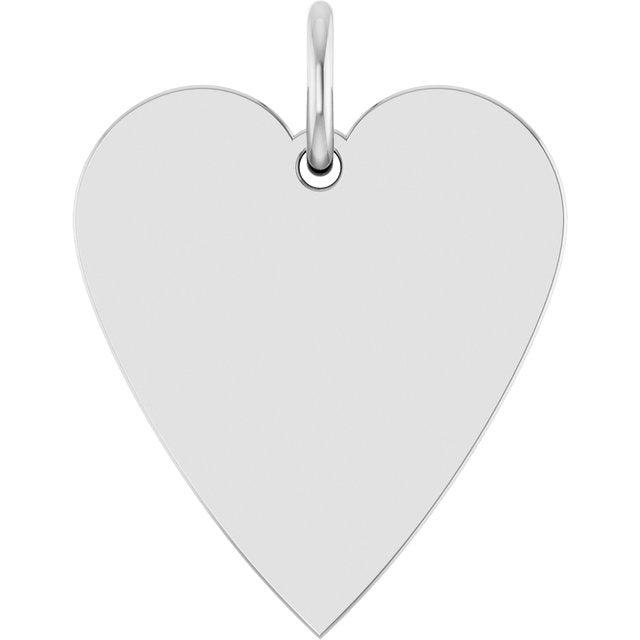 Engravable Heart Pendant in 14K White Gold - Polished, 15.6x12 mm