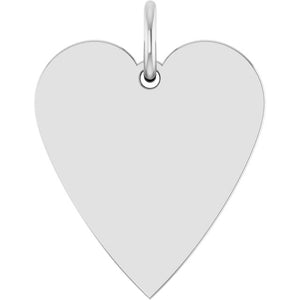 Engravable Heart Pendant in 14K White Gold - Polished, 15.6x12 mm