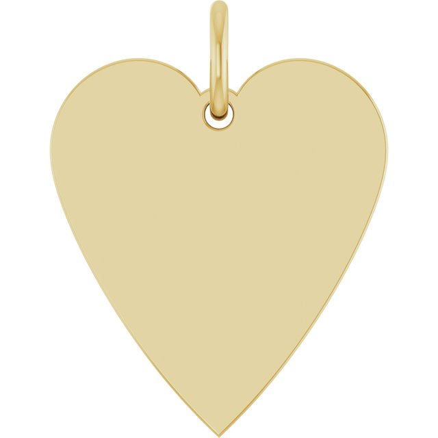 Engravable Heart Pendant in 14K White Gold - Polished, 15.6x12 mm