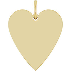 Engravable Heart Pendant in 14K White Gold - Polished, 15.6x12 mm