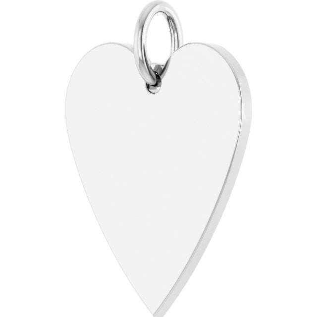 Engravable Heart Pendant in 14K White Gold - Polished, 15.6x12 mm