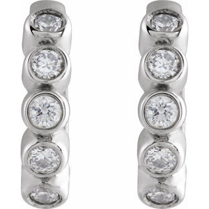 14K Rose Gold 1/8 CTW Natural Diamond Bezel-Set Hinged Hoop Earrings