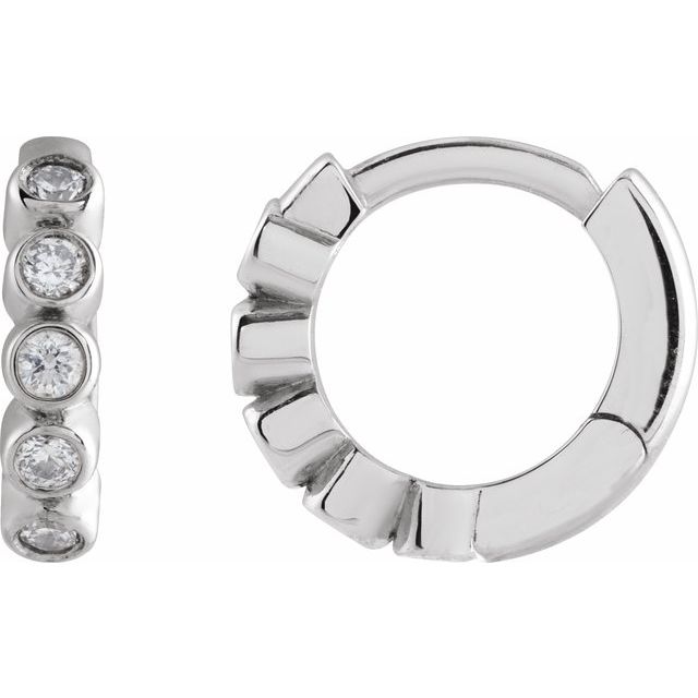 14K Gold Natural Diamond Bezel-Set Hinged Hoop Earrings