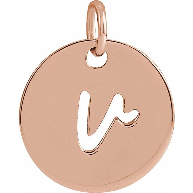 14K Rose Gold Script Initial F Necklace