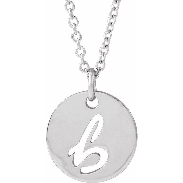 Platinum Script Initial D 16-18" Necklace