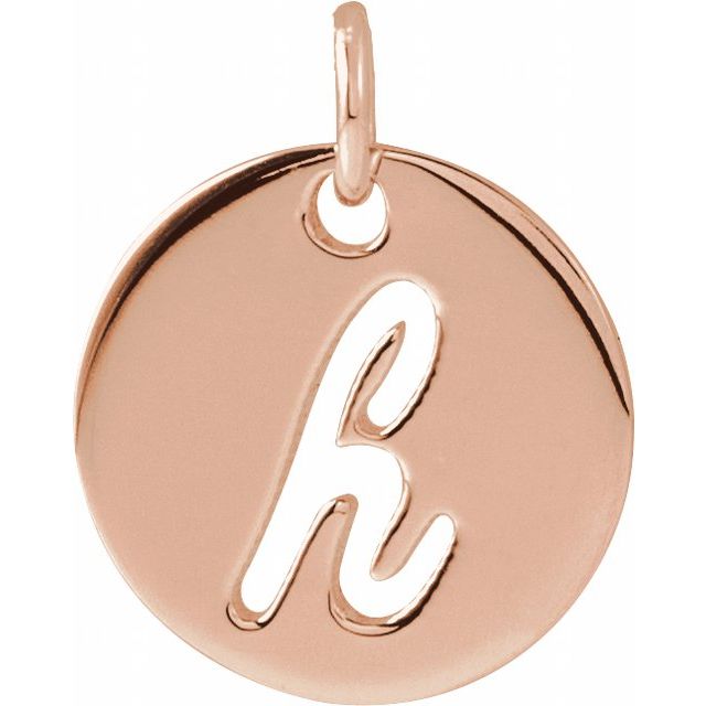 14K Rose Gold Script Initial F Necklace