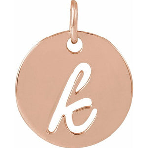 14K Gold Script Initial Pendant