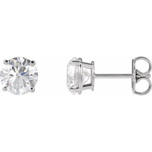 1/2 CTW Natural Diamond Round Stud Earrings in 14K Gold & Platinum