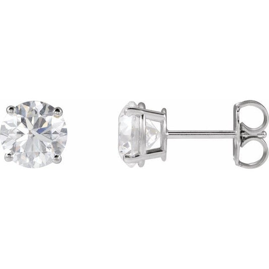 1/2 CTW Natural Diamond Round Stud Earrings in 14K Gold & Platinum