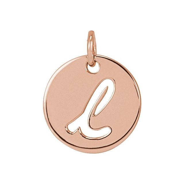 14K Rose Gold Script Initial F Necklace