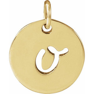 14K Gold Script Initial Pendant