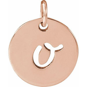 14K Gold Script Initial Pendant