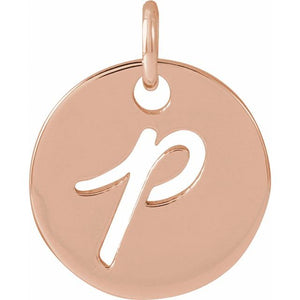 14K Gold Script Initial Pendant