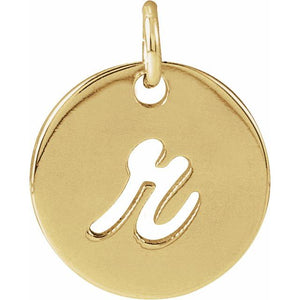 14K Gold Script Initial Pendant