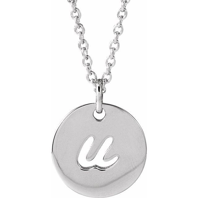 Platinum Script Initial D 16-18" Necklace